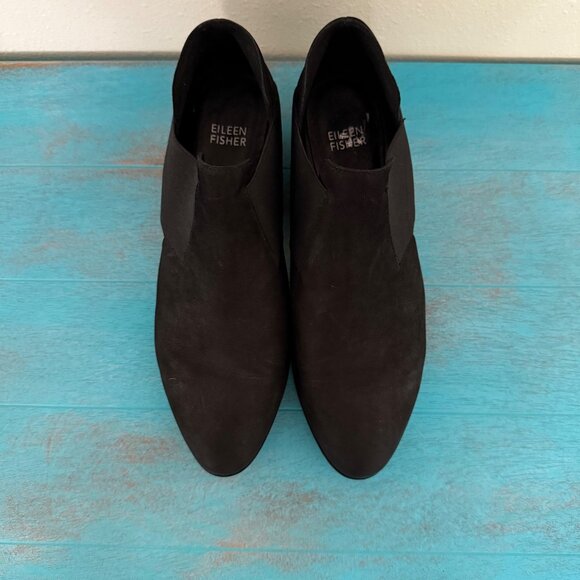 Eileen Fisher Walt Black Leather Cross Strap Ankle Boots Size 8 - Picture 2 of 10